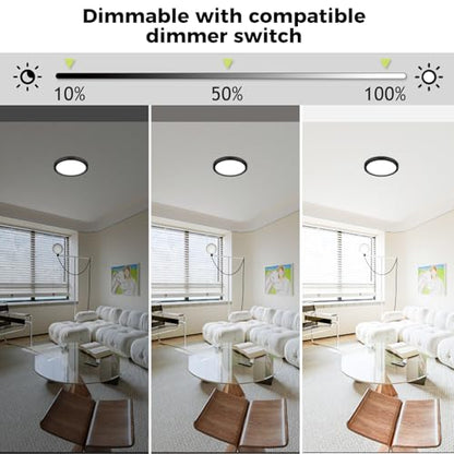 4Pack LED Flush Mount Ceiling Light Fixture, 7Inch 15W, Dimmable&3000K/3500K/4000K/5000K/6500K Adjustable Low Profile Ceiling Lights, 1500LM Round Lamp for Bathroom, Closet, Kitchen, Hallway, Black - color: Black, size: 7Inch-4pack