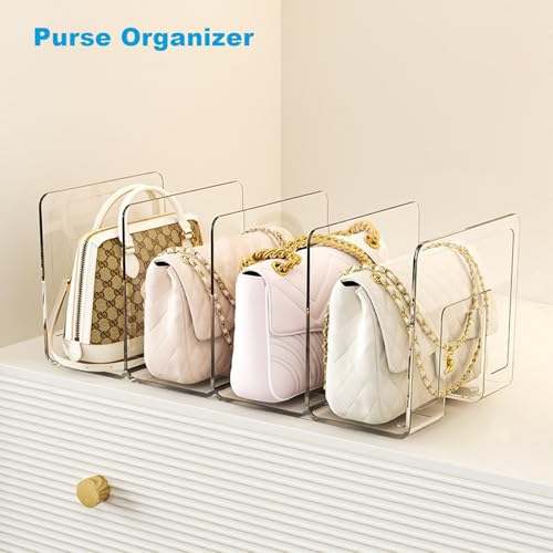 Marte Vanci Clear Acrylic File Sorter, Acrylic Purse Organizer, Sturdy Desk Magazine Holder Handbag Organizer Clutch Divider for Letter Office Supplies 4 Sections - size: 1 Pack