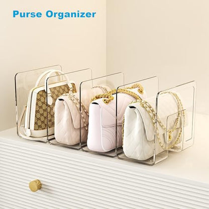 Marte Vanci Clear Acrylic File Sorter, Acrylic Purse Organizer, Sturdy Desk Magazine Holder Handbag Organizer Clutch Divider for Letter Office Supplies 4 Sections - size: 1 Pack