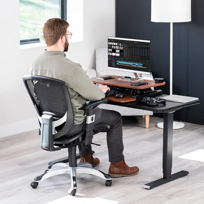 VIVO Dark Walnut 28 inch Standing Desk Converter, DESK-V028KA - color: Dark Walnut, size: 28"