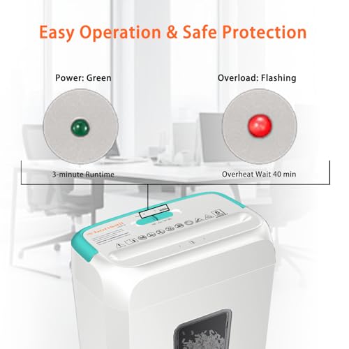 Bonsaii High Security Shredding Paper Shredder, 6-Sheet Cross-Cut, Credit Card Shredder, Home Office, Handle for Document, Mail, Staple, 3.4 Gal Wastebasket, White & Blue - color: Green, size: Crosscut