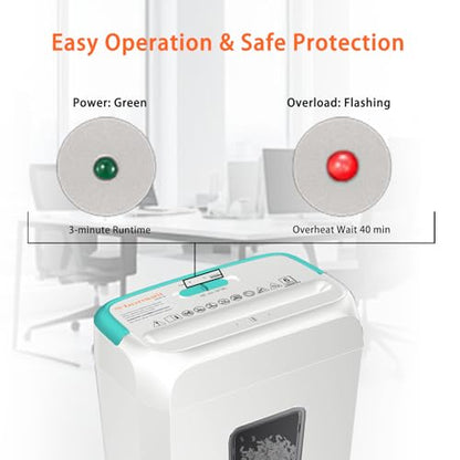Bonsaii High Security Shredding Paper Shredder, 6-Sheet Cross-Cut, Credit Card Shredder, Home Office, Handle for Document, Mail, Staple, 3.4 Gal Wastebasket, White & Blue - color: Green, size: Crosscut