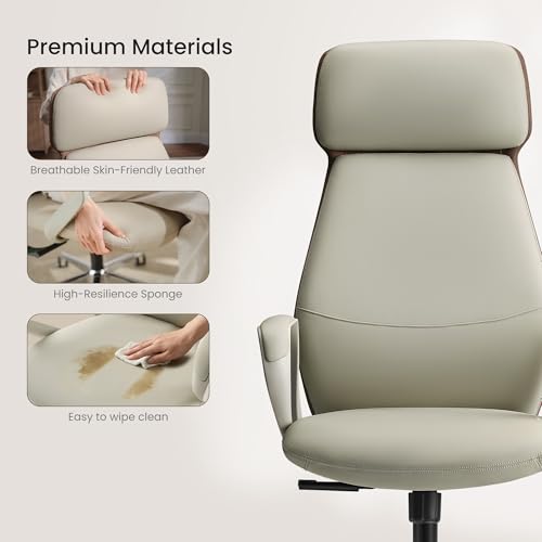 EUREKA ERGONOMIC Aric Executive Office Chair, High Back PU Leather Desk Chair with Lumbar Support, Professional Modern Home Office Chair with Large Headrest & 3-Position Recline(Pack of 10, Beige) - size: Pack of 10