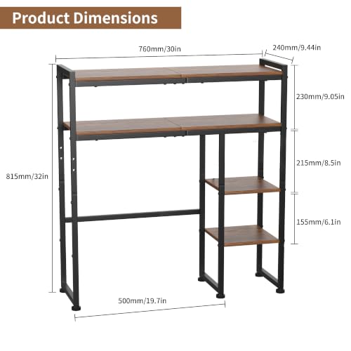 Aetheris Desktop Organizer Shelf, 30" Wooden Office Storage Rack, Display Shelf Rack, 5 Tier Desktop Display Rac, Desk Shelf, Desk Hutch for Computer Monitor (Brown)