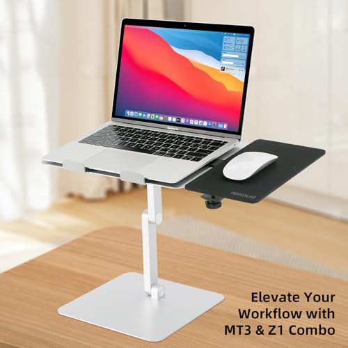 Z1 Clamp-on Mouse Tray Desk Extender, Ergonomic Mouse Platform with Mouse Pad for Laptop Stand & Table, Fits Up to 2.1'' Thick Surfaces, Space-Saving Desk Attachment for Small Spaces, Black