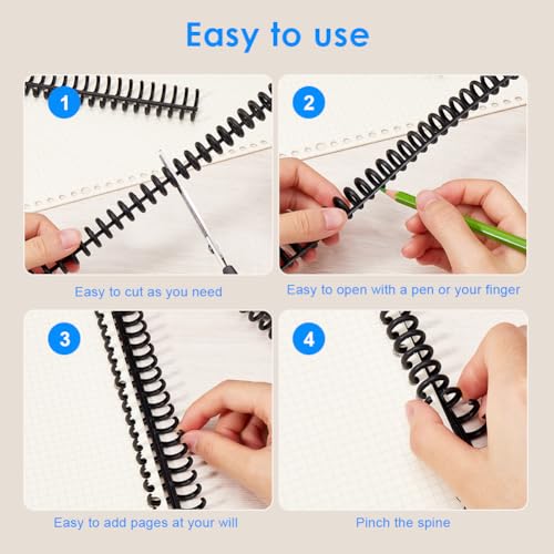 GORGECRAFT 12Pcs Binding Combs Spines 30 Rings Black Plastic Coil Machine Wire Twin Spiral Trimmable Book Binder Adding Pages for Teacher Student Document Notebook File Making 1/2 Inch