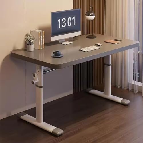 Manual Standing Desk Adjustable Height- Crank Stand Up Desk, Sit Stand Desk with Frame Computer Desk,Gray,100cm - color: Grey, size: 100cm