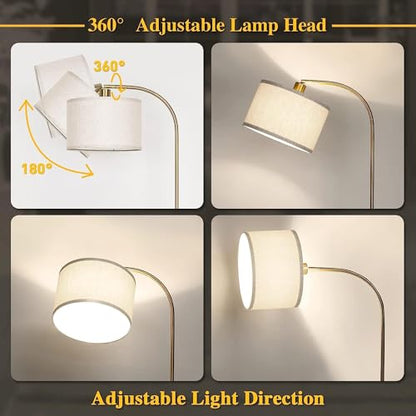 LED Floor Lamp Fully Dimmable Modern Standing Lamp Arc Floor Lamp with Adjustable Drum Shade, Tall Pole Reading Lamp Light for Living Room Bedroom Study Room, Bulb Included - color: Gold
