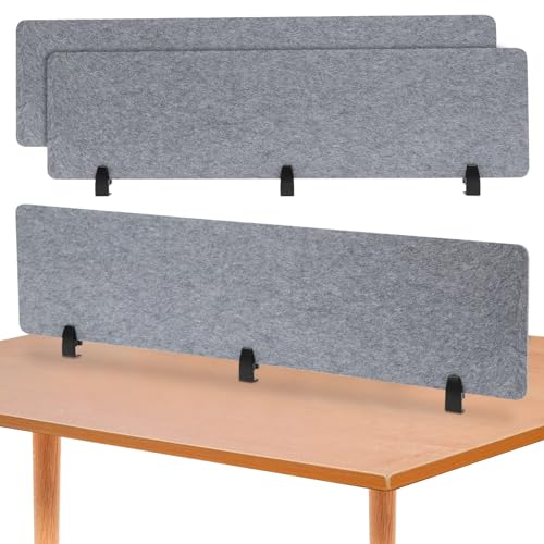 2 PCS Acoustic Desk Divider Privacy Panel Desk Divider Desk Partition Noise Reducing Mounted Sound Proof Dividers for Office Reduce Noise 60" x 16" Grey - size: 2 PCS 60"*16" Grey