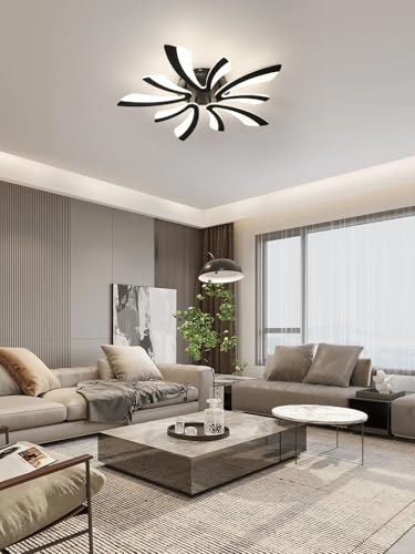 Goeco Modern Ceiling Light, 27.5'' Dimmable LED Black Acrylic V-Shaped Flush Mount Ceiling Lights, 3000K/4000K/6500K with Remote Control Ceiling Light Fixture for Living Room, Dining Room, Bedroom - color: Black V Shaped