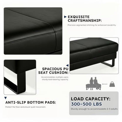 Waiting Room Bench Faux Leather Reception Seating for Office Lobby - color: Beige, size: 23.6"L×17.7"W×16.9"H