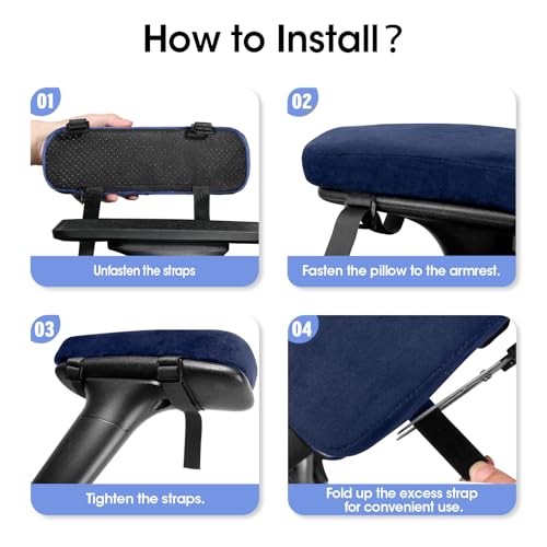 ZNCMRR 2 Pack Office Chair Armrest Pads Covers with Memory Foam(Blue) - color: Blue