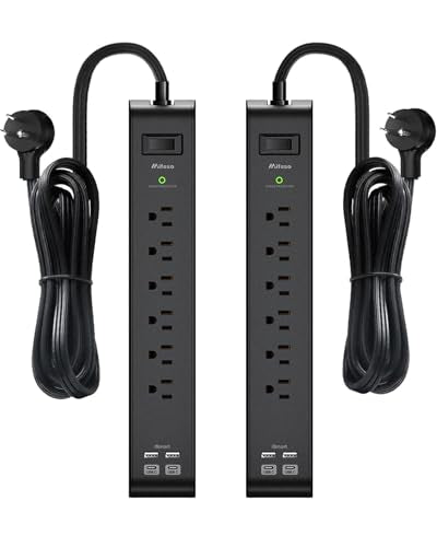 2 Pack Power Strips Surge Protector, 20FT Flat Extension Cord, Flat Plug - size: 20 FT, style: Flat Extension Cord