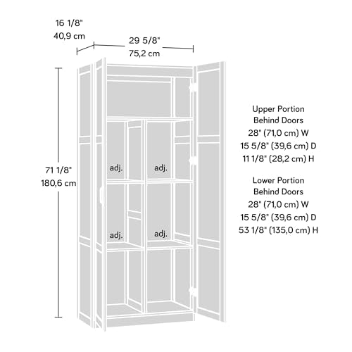 Sauder Storage Cabinet/ Pantry cabinets, 29.61 " x D: 16.02 " x H: 71.50", Cinnamon Cherry finish - color: Cinnamon Cherry