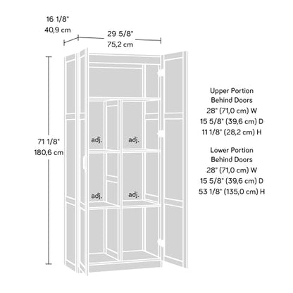 Sauder Storage Cabinet/ Pantry cabinets, 29.61 " x D: 16.02 " x H: 71.50", Cinnamon Cherry finish - color: Cinnamon Cherry