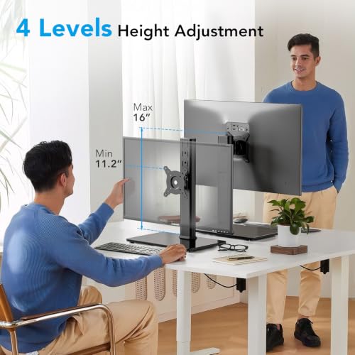 AX WABER Single Monitor Desk Stand Free-Standing Desk Mount Arm Riser for 13 inch to 32 inch Screen Freestanding VESA Mount Base, Adjustable Height, Tilt, Swivel, Rotation, Black AX05TB01 - size: Single monitor stand