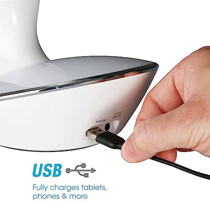 OttLite LED Desk Lamp with Color Changing Base and USB Port, White