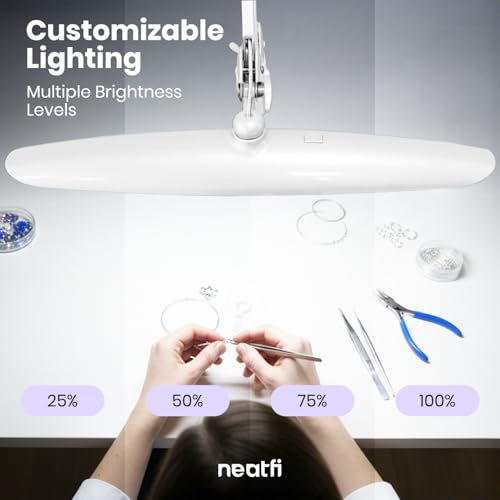 Neatfi LED Desk Lamp with Base, 2200 Lumens, 24W, 20-Inch Wide Head (White) - color: White, size: Non-CCT with Base