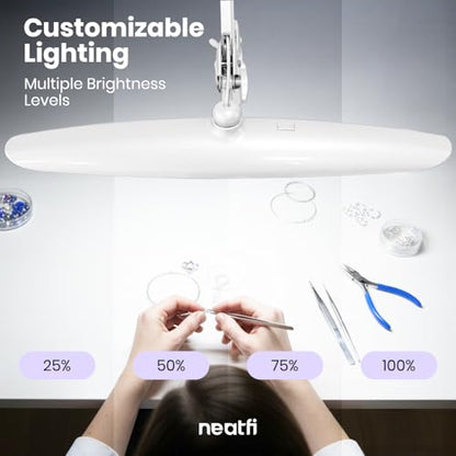 Neatfi LED Desk Lamp with Base, 2200 Lumens, 24W, 20-Inch Wide Head (White) - color: White, size: Non-CCT with Base