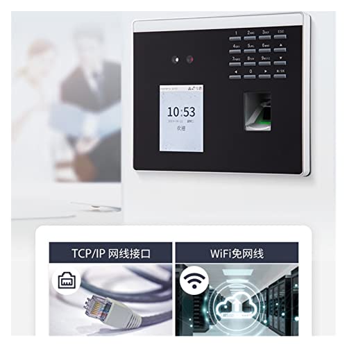 Time Clock, WiFi USB TCP/IP Dynamic Mask Face Facial Fingerprint Recognition Time Attendance Time Clock Door Access Control System for Business, Office(Xface100-id)