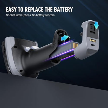 TEEMI 2D Bluetooth Barcode Scanner, Industrial Rugged Handheld Reader, High-Resolution Megapixel Sensor, Easy Battery Swap, Advanced Data Parsing, Wireless QR Code Scanner (Scanner Only) - size: Scanner Only