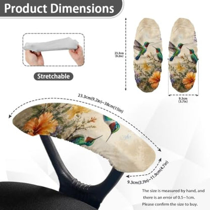 Office Chair Arm Covers Set of 2, Hummingbird Hibiscus Printed Removable Stretchable Gaming Chair Arm Rest Slipcovers, Dust-Proof Soft Elastic Computer Chair Armrest Covers, Home Decor - color: Beige and Green - Hummingbird Hibiscus
