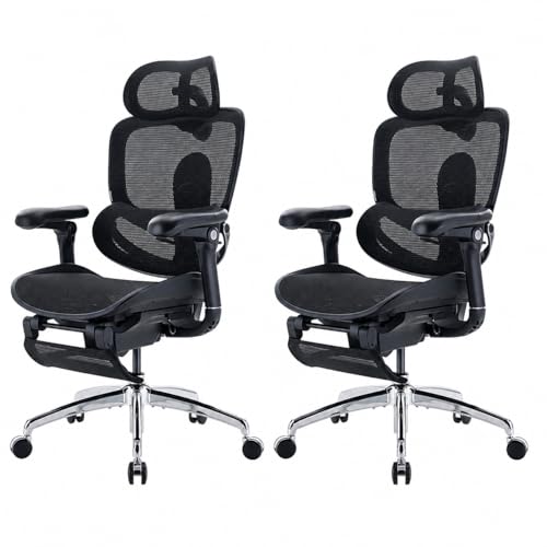 SIHOO Doro C300 Pro V2 Ergonomic Office Chair with Footrest & Full-Body Adaptive Support, 8D Armrests & Breathable Mesh, Comfy High Back Desk Chair for Long Hours, 135° Recline,2 Packs, Jet Black - color: Jet Black, size: Pack of 2