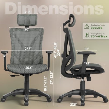 ELABEST Mesh Office Chair,Ergonomic Computer Desk Chair,Sturdy Task Chair- Adjustable Lumbar Support & Armrests,Tilt Function,Comfort Wide Seat,Swivel Home Office Chair (Eucalyptus) - color: Eucalyptus