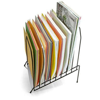Officemate Large Incline 8 Compartment Wire Caddy, Black, 8.5 x 10.375 x 12.625 Inches (Pack of 6) - size: Pack of 6, style: Pack of 6