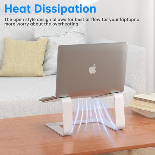 GleYo Laptop Stand for Desk Portable Computer Riser Metal Notebook Holder Printer Stand Office Desk Accessories Compatible with MacBook Air, Pro, Dell, HP, Lenovo and All 10-16" Laptops, Silver - color: Silver