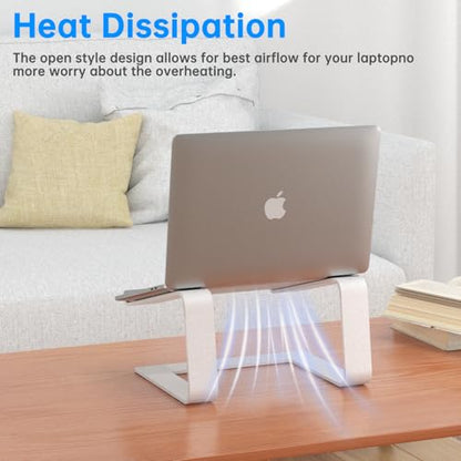 GleYo Laptop Stand for Desk Portable Computer Riser Metal Notebook Holder Printer Stand Office Desk Accessories Compatible with MacBook Air, Pro, Dell, HP, Lenovo and All 10-16" Laptops, Silver - color: Silver
