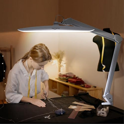 20-Inch LED Desk Lamp with Clamp, 24W 2200LM, Protected Arm, White | 117 SMD LEDs deliver eye-caring daylight illumination with 4 brightness levels and reinforced dual metal arms - size: WHITE-NonCCT-Protective