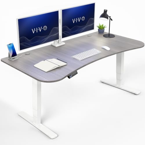 VIVO Dark Gray 63 x 32 in Standing Desk, DESK-KIT-2EWG - color: Dark Gray Top / White Frame, size: 63 x 32 inch