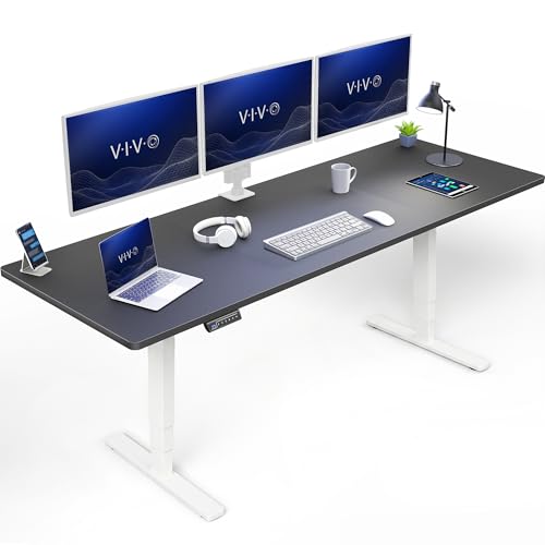 VIVO Black 83 x 30 in Standing Desk, DESK-KIT-2EW84B - color: Black Top / White Frame, size: 83 x 30 inch