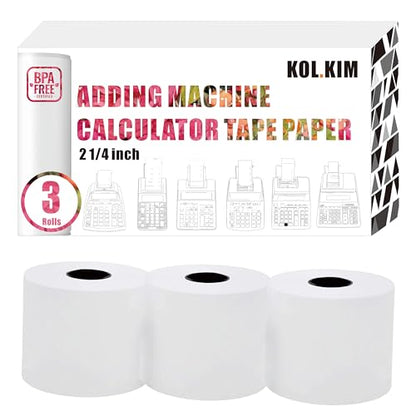 Adding Machine Paper Rolls 2 1/4 inch for Sharp EL-1197PIII EL-1801V Calculator Paper Rolls 2 1/4 for Canon P23-DHV MP11DX-2 HR-10RC HR-170RC HR-200RC Calculator Tape 3 Rolls