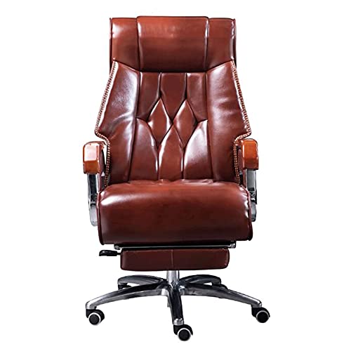 Ergonomic Executive Office Chair with Footrest Microfiber Leather Boss Chair Swivel Desk Chair Recline Extra Padded Computer Chair Browm with Footrest