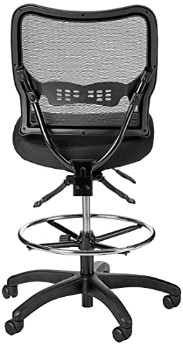 Space Seating 13 Series Deluxe Dark Air Grid Adjustable Drafting Chair with Footring and Dual Function Control, Black - style: Dual Function Control