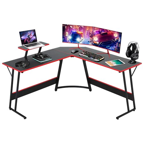 L-Shaped Gaming Desk, Computer Desk Corner Desks Gaming Table PC Table for Home Office Dorm Sturdy Writing Workstation - color: Black