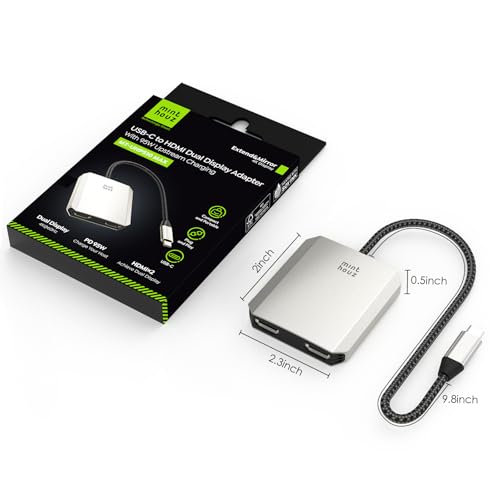 Minthouz USB C to HDMI Multiport Adapter 4K@60Hz Dual HDMI Output