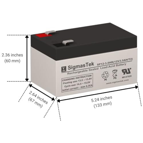 APC BE350G Compatible UPS Battery, 12V 3.5Ah T2 by SigmasTek SP12-3.5HR (T2)