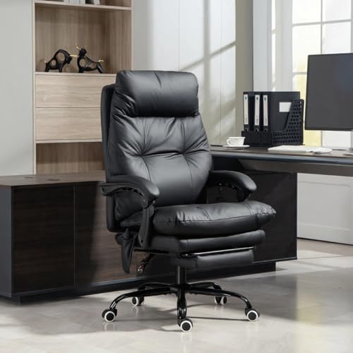 Executive Office Chair 155° Recline High Back Office Chair with Footrest & Adjustable Lumbar Support, Comfy Computer Chair for Study & Working - color: 02black