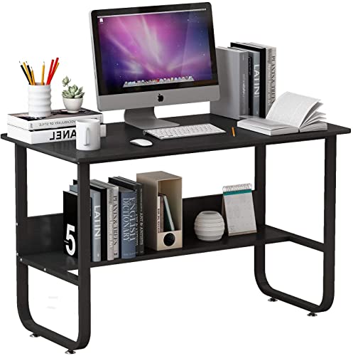 Study Computer Desk, Modern Economic Writing Table for Home, U Shape Modern Sturdy Stable Work Study Workstation Table for Home Office (Black) - color: Black