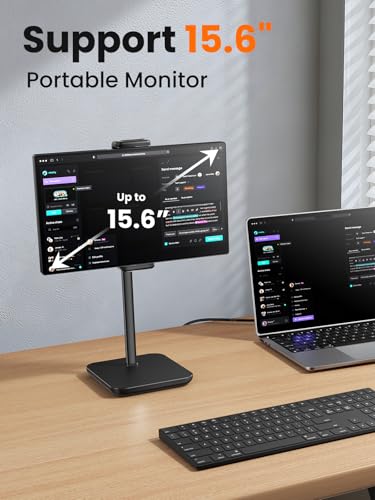 tounee Height Adjustable Tablet Stand, 3.5lb (1.6kg) Max Support, Up to 18" Tall, Slim Portable Monitors Stand Compatible with iPad Pro 12.9, Surface Pro, All 4.7"-15.6" Devices - Black - color: Black