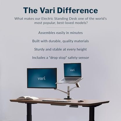Vari Classic Electric Standing Desk – 60x30 – Walnut/Black - color: Walnut Top / Black Legs, size: 60 in x 30 in