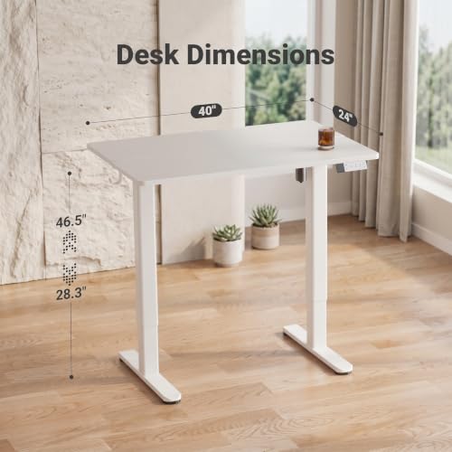 Claiks Electric Standing Desk, 40x24 Inch, White - color: White, size: 40 Inch