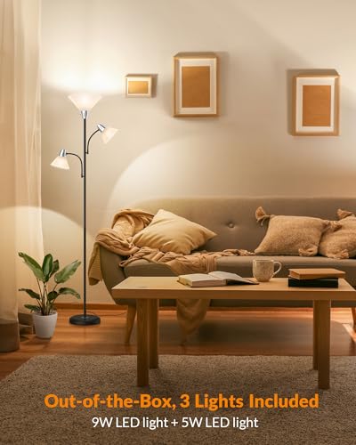 LEPOWER Floor Lamp, Bright Standing Lamp with Replaceable 3000K LED Lights - style: Floor Lamp (3 heads)