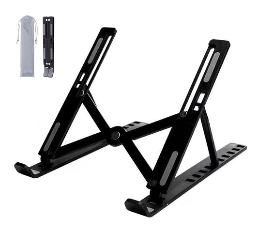 Laptop Stand for Desk, Adjustable Foldable Portable Laptop Riser, ABS+Silicone Ventilated Cooling Notebook Holder for 10-17.3” Laptops & Tablets (Black) - color: Black