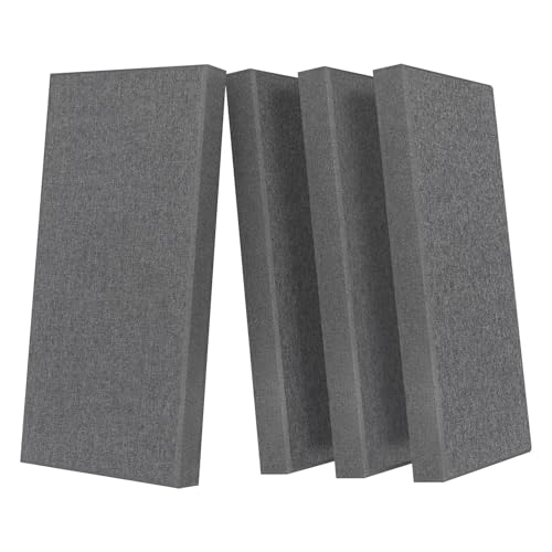 4 Pack Acoustic Panel 23.6"x11.8" Soundproof Fiberglass Panel,Charcoal Grey - color: Charcoal Grey, size: 23.6" x 11.8"-4pcs