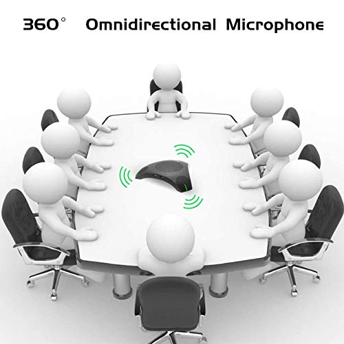 USB Conference Speakerphone with Omnidirectional 360 Microphone for 8-10 People, Intelligent DSP Noise Reduction for Video Meetings (Gray)