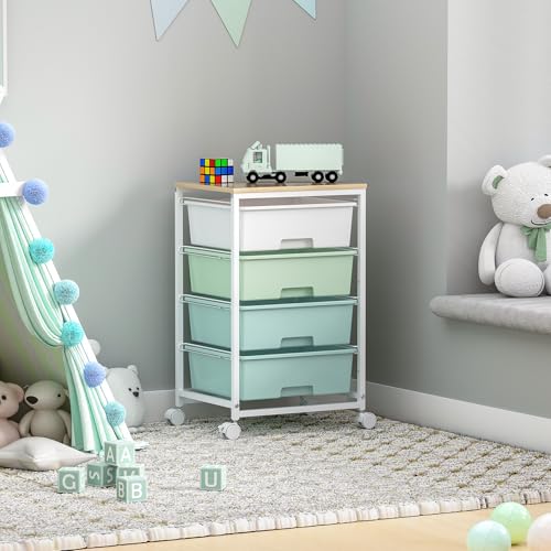 SYKIARIOL Rolling Cart with Drawers, 4-Drawer Utility Cart, Green - color: Green, size: 4 Drawers